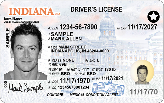 Indiana Driver License(New IN 2022 PolyCard)